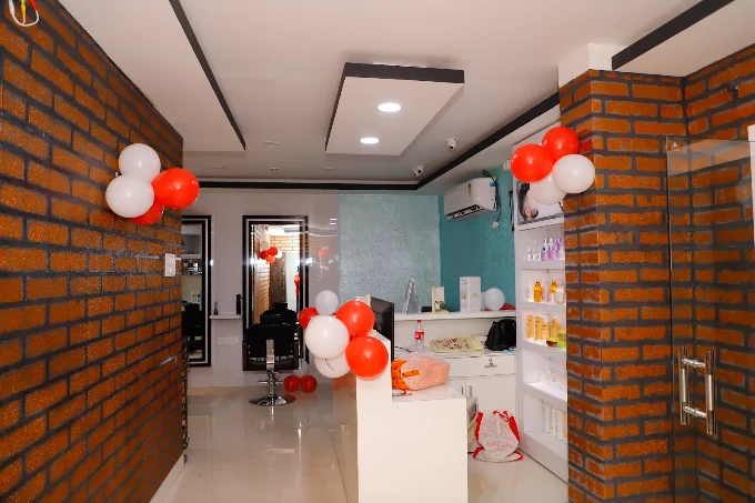 Reception and product display area of Sri Professional salon, Giridih